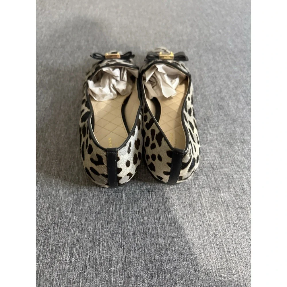 Cole Haan Tali Bow Flats Loafers leopard Calf Hair Womens size 10B